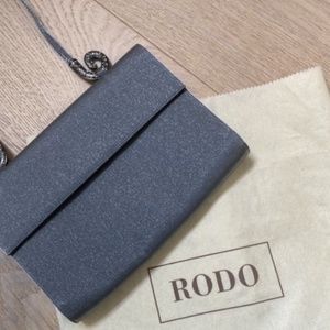 Rodo Satin Clutch, Couture, Silver